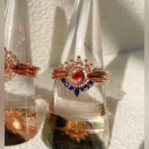 Rose Gold Sunburst 3 Piece Ring - Picture 5 of 12